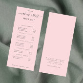 Eenvoudige moderne make-up artiest prijslijst roze reclamekaart