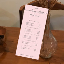 Eenvoudige moderne make-up artiest prijslijst roze