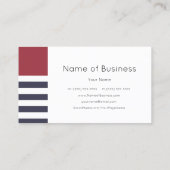 Eenvoudige moderne marine blauw en rood brede stre visitekaartje (Achterkant)