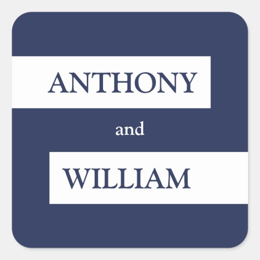 Eenvoudige Moderne Marine Blauw met Witte Lijnen B Vierkante Sticker (Voorkant)