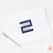 Eenvoudige Moderne Marine Blauw met Witte Lijnen B Vierkante Sticker (Envelop)