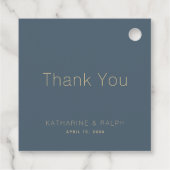 Eenvoudige Moderne Marine Blauw Monogram Bruiloft  Bedankjes Labels (Achterkant)