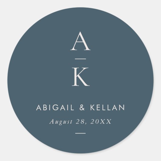 Eenvoudige Moderne Marine Blauw Monogram Mix Match Ronde Sticker (Voorkant)