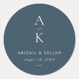 Eenvoudige Moderne Marine Blauw Monogram Mix Match Ronde Sticker