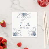 Eenvoudige Moderne Marine Blauwe Bloem Chic bruilo Servet (Insitu)