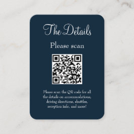 Eenvoudige Moderne Marine Blauwe Bruiloft Details  Informatiekaartje