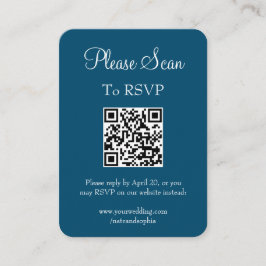 Eenvoudige Moderne Marine Blauwe Huwelijksscan QR  Informatiekaartje