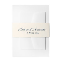 Eenvoudige moderne Marine Blauwe Uitnodiging Buikb Uitnodigingen Wikkel