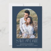 Eenvoudige moderne marine boog foto save the date (Voorkant)