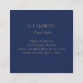 Eenvoudige moderne marine gepersonaliseerde kunste vierkante visitekaartje (Achterkant)