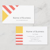 Eenvoudige moderne marine koraal en gele brede str visitekaartje (Voorkant / Achterkant)