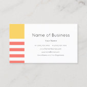 Eenvoudige moderne marine koraal en gele brede str visitekaartje (Achterkant)