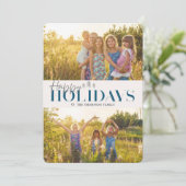 Eenvoudige moderne marine Prettige feestdagen twee Feestdagenkaart (Staand voorkant)