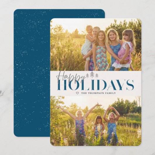 Eenvoudige moderne marine Prettige feestdagen twee Feestdagenkaart (Voorkant / Achterkant)