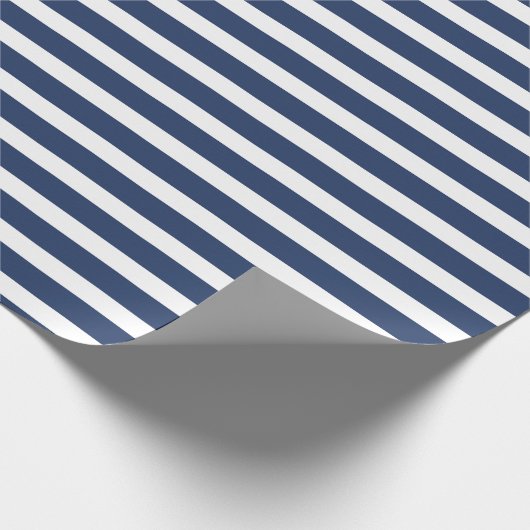 Eenvoudige moderne marineblauw, gestreept minimali cadeaupapier (Hoek)