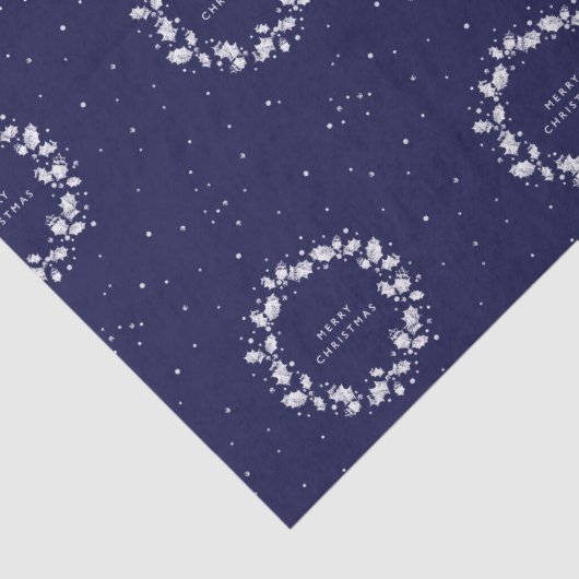 Eenvoudige moderne marineblauw Kerstmis Holly Wrea Tissuepapier (Detail)