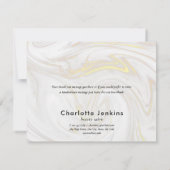 Eenvoudige moderne marmeren gepersonaliseerde zake bedankkaart (Achterkant)