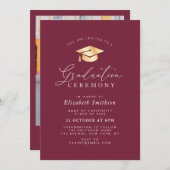 Eenvoudige moderne Maroon afstuderen ceremonie Kaart (Voorkant / Achterkant)