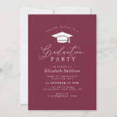 Eenvoudige Moderne Maroon Graduation Party Uitnodi Kaart (Voorkant)