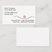 Eenvoudige moderne medische thuishulp visitekaartje (Voorkant / Achterkant)