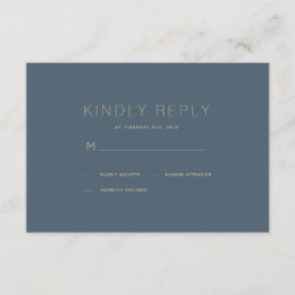 Eenvoudige Moderne Midnight Blue Bruiloft RSVP Kaa