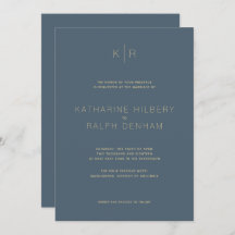 Eenvoudige Moderne Midnight Blue bruiloft uitnodig