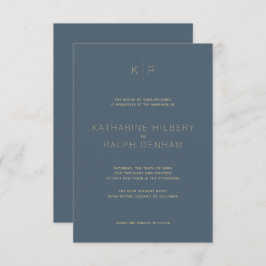 Eenvoudige Moderne Midnight Blue bruiloft uitnodig Kaart