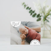 Eenvoudige Moderne Minimaal Bogen Foto Baby Dank u Briefkaart (Staand voorkant)
