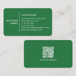 Eenvoudige Moderne Minimaal Matte Groene QR Code Visitekaartje