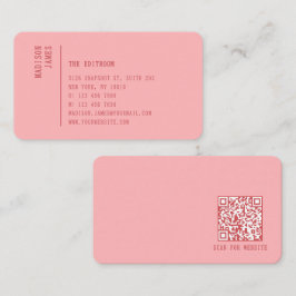 Eenvoudige Moderne Minimaal Roze QR Code Visitekaartje