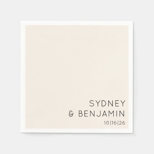 Eenvoudige moderne minimale aangepaste bruiloft servet (Voorkant)