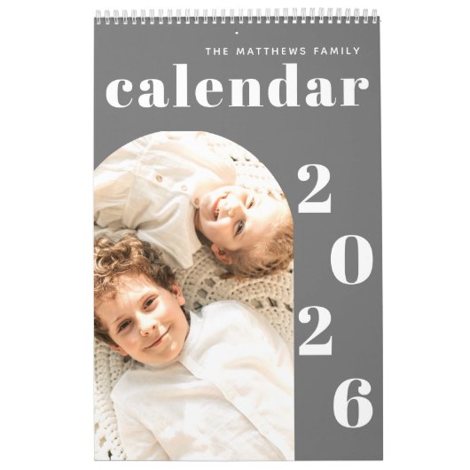 Eenvoudige moderne, minimale aangepaste fotoplanne kalender (Hoes)
