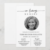 Eenvoudige Moderne Minimale begrafenisherdenkingsd Kaart (Voorkant / Achterkant)