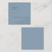 Eenvoudige, moderne, minimale blauwe professionele vierkante visitekaartje (Voorkant / Achterkant)