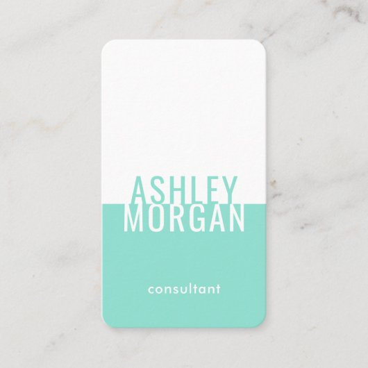 Eenvoudige, moderne, minimale, Blauwgroen typograf Visitekaartje (Voorkant)