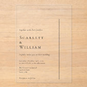 Eenvoudige moderne minimale bruiloft acryl uitnodigingen (Voorkant)