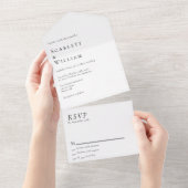 Eenvoudige moderne minimale bruiloft all in one uitnodiging (Afscheurbaar)