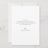 Eenvoudige moderne minimale bruiloft bedankkaart (Achterkant)