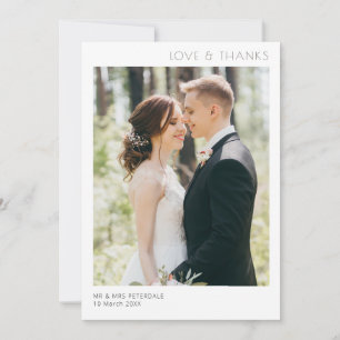 Eenvoudige, moderne, minimale bruiloft bedankt