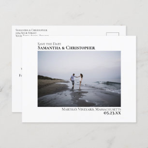 Eenvoudige Moderne Minimale Bruiloft Bewaar de Dat Aankondigingskaart