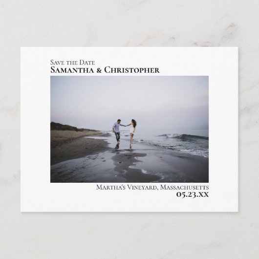 Eenvoudige Moderne Minimale Bruiloft Bewaar de Dat Aankondigingskaart (Voorkant)