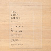 Eenvoudige moderne minimale bruiloft de avond ervo acryl uitnodigingen (Voorkant)