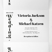 Eenvoudige moderne minimale bruiloft drieluik uitnodiging (Binnenkant midden)