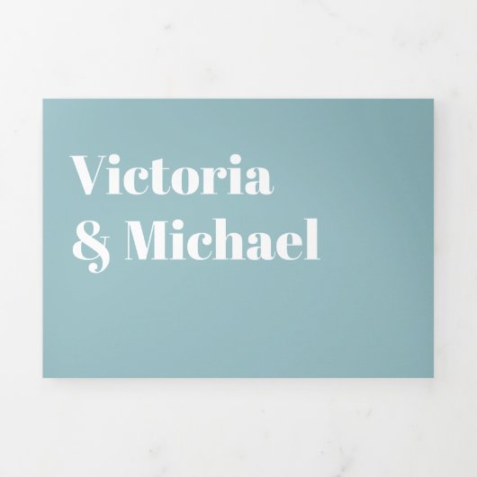 Eenvoudige moderne minimale bruiloft drievoudige u drieluik uitnodiging (Cover)