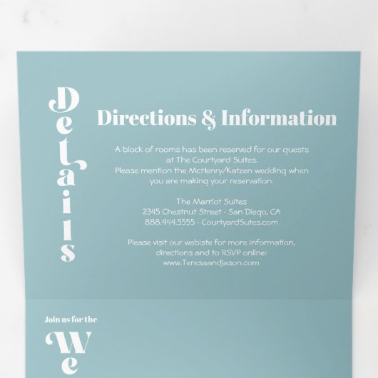 Eenvoudige moderne minimale bruiloft drievoudige u drieluik uitnodiging (Binnenzijde eerst)