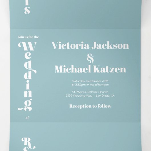 Eenvoudige moderne minimale bruiloft drievoudige u drieluik uitnodiging (Binnenkant midden)