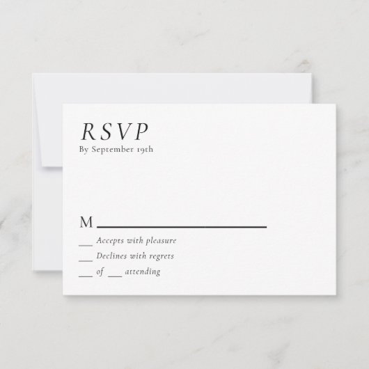 Eenvoudige Moderne Minimale Bruiloft RSVP Respons  (Voorkant)