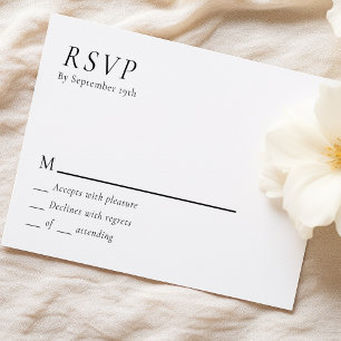 Eenvoudige Moderne Minimale Bruiloft RSVP Respons Kaartje