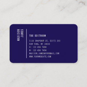 Eenvoudige Moderne Minimale Donkerblauwe QR-code Visitekaartje