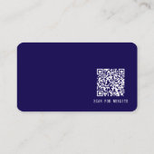 Eenvoudige Moderne Minimale Donkerblauwe QR-code Visitekaartje (Achterkant)